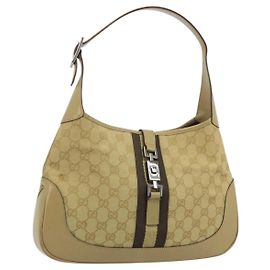 Borsa a tracolla GUCCI GG Canvas Jackie Sherry Line Beige Argento 00963 Auth 188900V