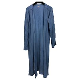 Autre Marque Caravana Langer Cardigan aus blauem Leinen