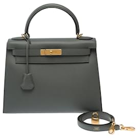 Hermès HERMES Kelly 28 Tasche aus grünem Leder - 103701