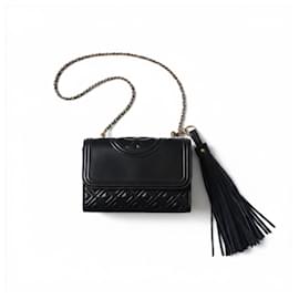 Tory Burch Kira Chevron Small Borsa in Pelle Nera