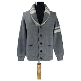 Roberto Collina graue Wollstrickjacke mit Streifen