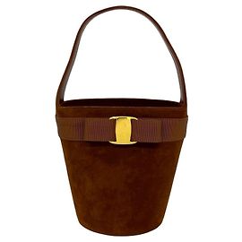 Mini borsa in scamosciato marrone Salvatore Ferragamo