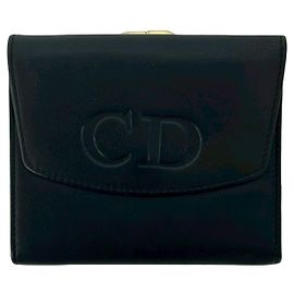 Cartera de cuero plegable Christian Dior Vintage CD Logo