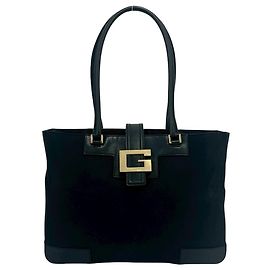 Borsa Tote GUCCI Vintage Black Canvas Leather