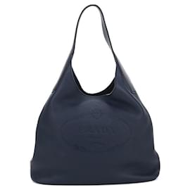 Borsa a tracolla in pelle blu navy Prada