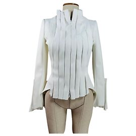 Anne Fontaine Secret Tuxedo Plissierte Jacke - Weiß