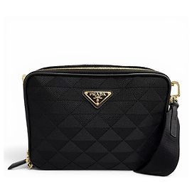 Bolsa de ombro Prada 2VH069 em couro jacquard com logotipo triângulo Brick