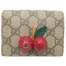 Portafoglio compatto Gucci GG Supreme Cherry
