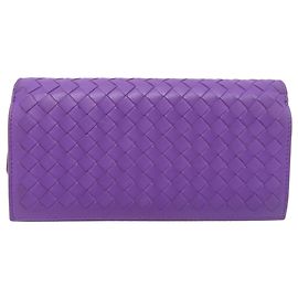 Cartera larga de cuero morado Bottega Veneta
