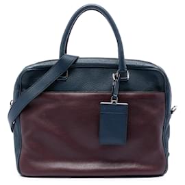Valigetta Prada Blue Bicolor Vitello Daino