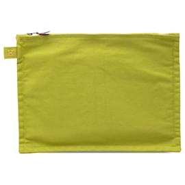 Pochette con zip Hermès Green Toile Bora Bora GM