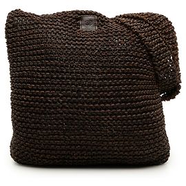 Borsa a tracolla Chanel Brown CC in pelle di vitello lavorata a maglia