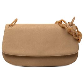 Prada Brown Canvas Resin Chain Shoulder Bag