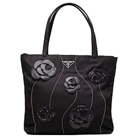 Tote Prada Black Rosette Tessuto