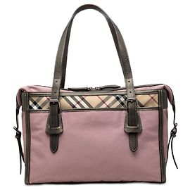 Tote in tela Burberry rosa con motivo Nova Check e bordi in pelle