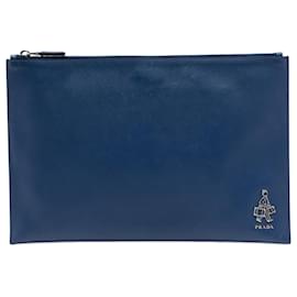Clutch Prada Blue Saffiano Bellboy Voyage