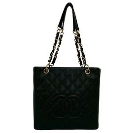 Borsa Tote Chanel PST Coco Mark in pelle caviar con catena