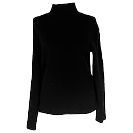 Saint Laurent Rippstrick-Rollkragenpullover aus schwarzer Wolle