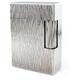 S.T. Dupont Feuerzeug Silber mit Short Wave Muster - Autre Marque