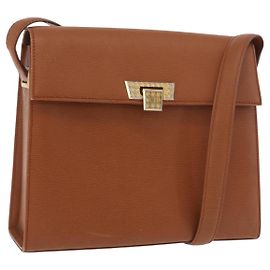 Borsa a tracolla Christian Dior in pelle marrone oro Auth 187986