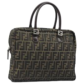 Borsa a mano FENDI Zucca Canvas Nero Marrone Auth mr2526A