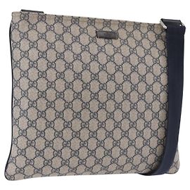 Bolso de hombro GUCCI GG Supreme PVC Azul Marino Plata 201446 Auth ka4941