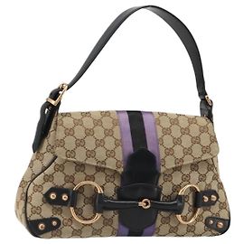 Borsa GUCCI GG Canvas Horsebit Sherry Line Beige Oro 129500 Auth yk20593SAV
