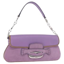 Borsa a tracolla TOD'S in pelle scamosciata viola e argento Auth am11976V - Autre Marque