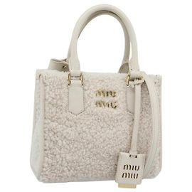 Borsa Miu Miu Shearing 2way White Gold Auth ka4884SAM