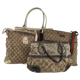 Borsa GUCCI GG Canvas GG Crystal Web Sherry Line in tela rivestita 4 Set Auth 185272
