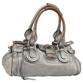 Chloé Borsa Chloe Paddington in pelle argento Auth am11924A