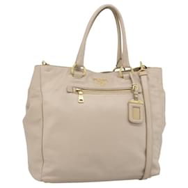 Borsa PRADA in pelle 2way Beige Oro Auth 186432A