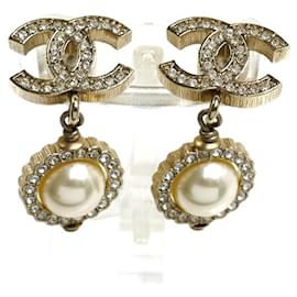 Orecchini Chanel Metal Coco Mark Rhinestone Faux Pearl
