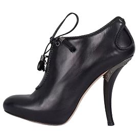 Stivaletti con tacco in pelle nera Christian Dior Taglia 39.5 Usato