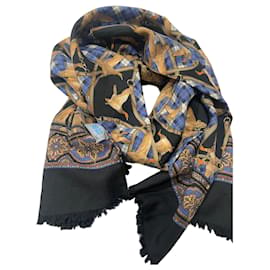 Kenzo Seidentuch Enten-Print Schwarz Blau
