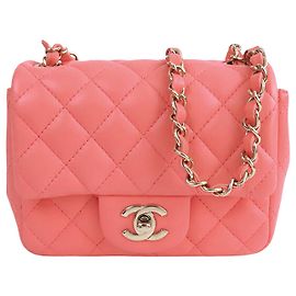 Chanel Mini Square Classic Lambskin Single Flap Rosa