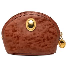 Dior Brown Grained Leather CD Logo Coin Pouch