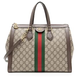 Borsa Tote Grande con Zip Ophidia GG Supreme di Gucci