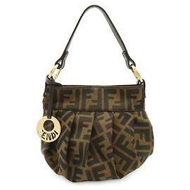 Borsa a mano in pelle e tela FF Zucca Fendi
