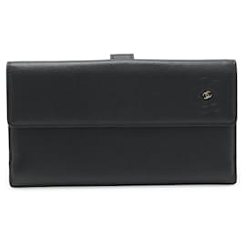 Portafoglio in pelle Camellia Chanel Nero