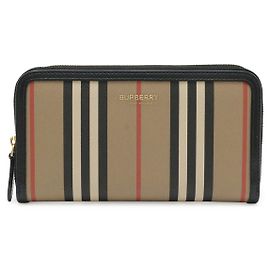 Portafoglio con zip Burberry Elmore Stripe in PVC/Pelle