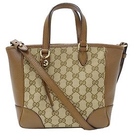Borsa Gucci in tela GG beige e marrone