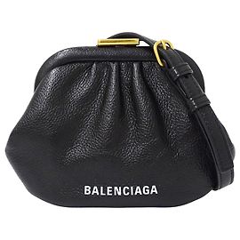 Portafoglio a tracolla/catena da donna Balenciaga in pelle nera