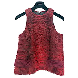 Alexander Wang Chaleco de piel de cordero Astrakhan rojo