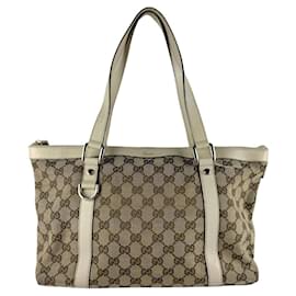 Borsa a mano in tela e pelle Gucci