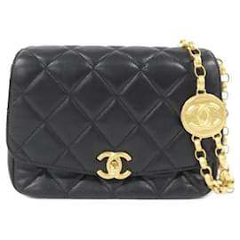 Borsa a tracolla Chanel AS2222 in pelle di agnello nera