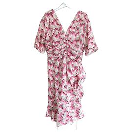 Isabel Marant Abito Arodie Misto Seta Rosa e Bianco