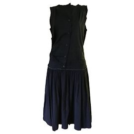 Autre Marque Marc Le Bihan Vestido sin mangas de algodón y lino negro
