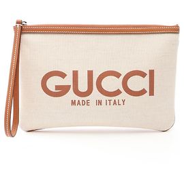 Clutch in tela e pelle Gucci