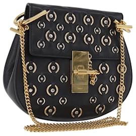 Borsa a Spalla con Catena Chloe Drew in Pelle Nera e Oro Auth 189046A - Chloé